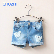 SHUZHI New Arrival Fashion Baby Girls Denim Shorts Summer kids Jeans Shorts Kids Lace  Butterfly Short Pants for 2-8 years child 2024 - buy cheap