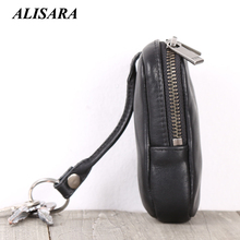 Alisara Key Wallets Men Genuine Leather Luxury Women Key Purses Casual Keychain Pocket Fashion Car Key Bag Housekeeper Organizer 2024 - buy cheap
