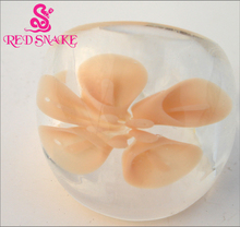 RED SNAKE Fashion Ring Handmade Skin colour Morning glory flower drawing Transparent Murano Glass Rings 2024 - buy cheap