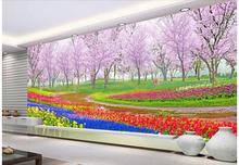 Foto personalizada 3d papel pintado mural no tejido hermosas flores y Cervatillo de bosque paisaje pintura 3d pared murales papel tapiz 2024 - compra barato