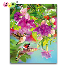Dpf faça você mesmo flor com pássaro 5d artesanato pintura de diamante ponto cruz bordado de diamante mosaico decoração de casa bordado de diamante 2024 - compre barato