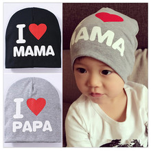 Cute Baby Warm Spring Autumn Beanies Printed I Love PAPA MAMA Knitted Hat Kids Casual Skullies Accessories Children Caps Bonnet 2024 - buy cheap