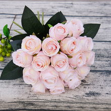 Искусственные Шелковые Розы, букет из искусственных цветов, искусственные цветочные цветы для вечерние НКИ, украшение для гостиной, 18 головок 2024 - купить недорого