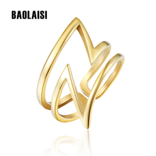 Baolaisi anéis com formato exclusivo, femininos e femininos, faixas para festa de casamento, clássicos e dourados, joias estilosas 2024 - compre barato