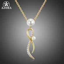 AZORA-collar de perlas de circonia cúbica transparente para mujer, accesorios de joyería, cadena, regalo del Día de San Valentín, colgantes para mujer TN0274 2024 - compra barato
