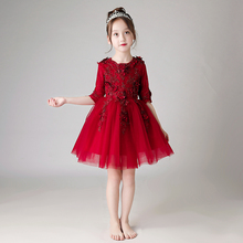 Glizt Red Tulle Flower Girl Dresses For Wedding Half Sleeve Kid Appliques Wedding Gown Girl Princess First Communion Dresses 2024 - buy cheap