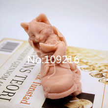Molde de silicona para jabón 3D de grado alimenticio, moldes para artesanía DIY de gato dentro del zapato (zx206), 1 Uds. 2024 - compra barato
