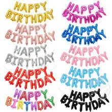 Globos de papel de aluminio para cumpleaños, letras negras, oro rosa, azul, feliz cumpleaños para niños, decoración de globos para fiestas 2024 - compra barato