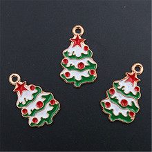 WKOUD-collar de árbol de Navidad hecho a mano, pulsera de abalorios, colgantes de aleación de metal con pedrería, A1457, 6 uds. 2024 - compra barato
