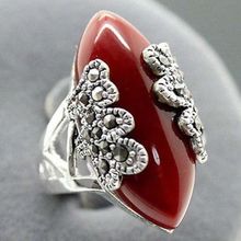 Beautiful Marcasite 925 red jewelry sterling silver ring size 7-10 2024 - buy cheap