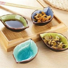 1PCS Creative Handcraft Leaves Ceramic Plates Snacks Kitchen Vinegar Seasoning Sauce China Dinnerware Japanese Sushi Dishes 2024 - buy cheap