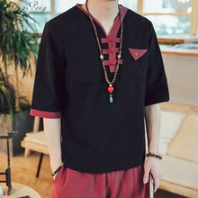 Roupa chinesa tradicional masculina, camisa com gola mandarin, wushu kung fu, roupa chinesa para homens 2024 - compre barato