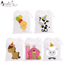 Bolsas de recuerdo de Fiesta Temática de animales de granja, regalos de animales de la serie 2, bolsa de fiesta de bienvenida para el futuro bebé niños, suministros de contenedor de fiesta de cumpleaños, 5 uds. 2024 - compra barato