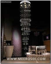 1.8 m longa espiral gu10 lâmpada do teto de cristal luminária grânulos cristal lustres iluminação da lâmpada para o corredor da escada teto alto 2024 - compre barato