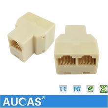 10 Pçs/lote AUCAS Alta Qualidade RJ45 Ethernet Acoplador splitter conector plug (3 maneiras) Lan Rede Modular cabo adaptador joiner 2024 - compre barato