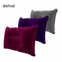 Надувная подушка OUTAD, складная двухсторонняя надувная подушка из флока Для Путешествий, Походов, самолета, сна 2024 - купить недорого