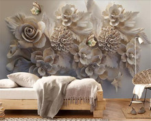 Beibehang-papel tapiz de pared 3d personalizado, hermoso papel tapiz floral 3d en relieve, Fondo de TV de mariposa, papel tapiz 3d 2024 - compra barato