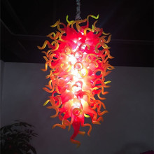 Nueva lámpara de araña de cristal soplada a mano de estilo naranja y rojo, lámpara de lujo para la habitación de la cocina 2024 - compra barato