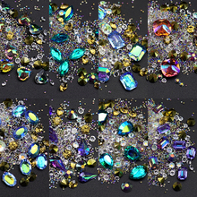 Strass de vidro com cores ab, decoração em 3d para unhas, com diferentes cores 2024 - compre barato