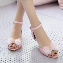 PXELENA 2019 Summer Hot Lovely Lolita Princess Girls Sandals Bowtie Peep Toe Low Heels Ankle Strap Dance Party Wedding Shoes 43 2024 - buy cheap