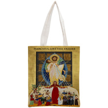 Custom Mercy of Jesus Tote Bag Reusable Handbag Women Shoulder Foldable Canvas Shopping Bags Customize your image 2024 - buy cheap