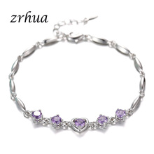 ZRHUA-pulsera de plata de ley 925 auténtica para mujer, joyería de cristal de circonia cúbica colorida para mujer, diseño con forma de flores especiales 2024 - compra barato