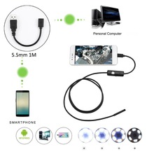Câmera endoscópica impermeável, 5.5mm, 1m, lente, cabo usb, led, mini câmera de inspeção para android, envio direto 2024 - compre barato