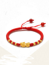 New Arrival Golden pixiu  bracelet transfer beads gold beads red rope bracelet 2024 - buy cheap