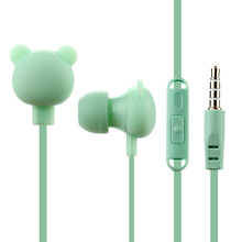Cute Bear Earphone With Microphone 3.5mm In-Ear Stereo Earbuds For Computer Cell Phone MP3 Music for kids girls 2024 - buy cheap