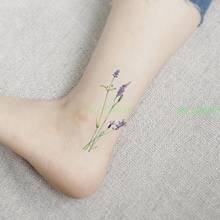 Waterproof Temporary Tattoo beautiful purple flower lavender leaf tatto stickers flash tatoo fake tattoos for girl women 2024 - buy cheap