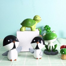 Penguin Frog Tortoise Animal Model Figurine Toy Ornament Craft Bonsai Decor Miniature Home Fairy Garden Doll Cake Decoration DIY 2024 - buy cheap