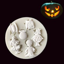 Molde de silicona con forma de fantasma para Fondant, utensilio para dulces de azúcar y Chocolate, Serie de Halloween, K059 2024 - compra barato