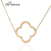 Fashion Hollow Clover Pendant Necklace Stainless Steel For Women Rose Gold Gold Silver Color Chain Collier Jewelry Charm Choker 2024 - buy cheap
