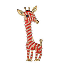 Black Red Esmalte Pin Broche Girafa Para As Mulheres Venda Quente Simulado Pérola Bead Jóias Broches Animal Presente de Natal da Cor do Ouro 2024 - compre barato
