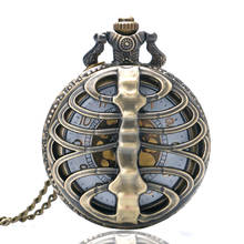 Antique Vintage Retro Bronze Spine Ribs Hollow Quartz Pocket Watch Necklace Pendant Men Women Gift P105 2024 - buy cheap