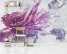 Customized 3D wallpaper mural modern simple abstract watercolor smoke line rose TV background wall decorative painting 2024 - buy cheap