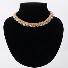 New Charm gold color Chains Choker Rhinestones Women Fashion Crystal Necklaces & Pendants Statement  Vintage Jewelry # N028 2024 - купить недорого