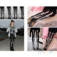 Womens Sexy Black Skeleton Tattoo Pantyhose Stockings Tights 2024 - buy cheap