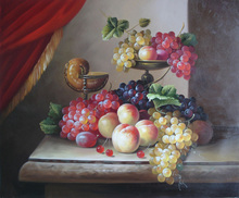 Frete grátis pintura a óleo de uvas clássicas, vida morta, tela de frutas, impressões em tela, para casa, arte da parede, imagem de decoração 2024 - compre barato