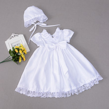 2022 Summer White Baby Girls Dress With Hat Baby Girl 1 Year Birthday Vestido Baptism Clothes Christening Long Gown RBF184032 2024 - buy cheap