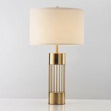 LukLoy-Lámparas de mesa modernas para sala de estar, dormitorio familiar, mesita de noche, lámpara de escritorio de Metal dorado con pantalla de tela blanca, luz decorativa 2024 - compra barato