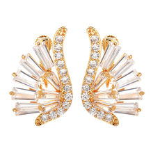 New Fashion Elegant White Gold Color Wing Shape AAA Crystal Paved Clip Earrings Korean Style Brand Jewelry for Woman GLE5137B 2024 - buy cheap