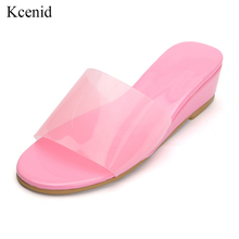 Kcenid sapatos de praia femininos rosa, chinelos de pvc para mulheres, casual, sexy, cunha aberta, tamanhos grandes 35-47, novo, 2019 2024 - compre barato