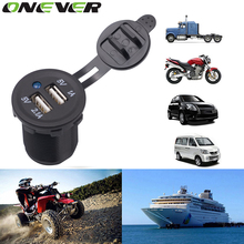 Cargador USB Dual para motocicleta, adaptador de potencia de salida de 12-24V, cargador de teléfono móvil con LED para coche, camión, ATV, barco 2024 - compra barato