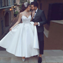 Spaghetti Strap Wedding Formal Dresses Ankle Length Elegant Lace Applique Bridal Gown Western Modern Marriage Vestido De Noiva 2024 - buy cheap