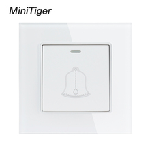 Minitiger 1 Gang Doorbell Switch Luxury Crystal Tempered Glass Panel Push Button Wall Switch Interruptor 16A 2024 - buy cheap