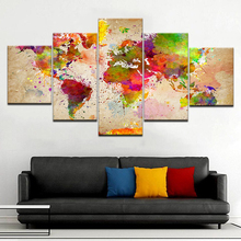 Home Decor Frame HD Printed Living Room Abstract Picture 5 Piece Created Color World Map Painting Wall Art Canvas Modular Poster 2024 - buy cheap