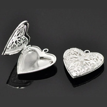 DoreenBeads-imagen en forma de corazón, medallón con marco de fotos, colgantes de 26x26mm (ajuste de 18,7x13,7mm), color plata, se vende por paquete de 10 2024 - compra barato