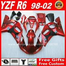 Kit de carenado para YAMAHA R6 1998-2002, 1999, 2000, 2001 en rojo, negro, piezas de plástico de 98 99 00 01 02 carenados kits de H6S2 2024 - compra barato