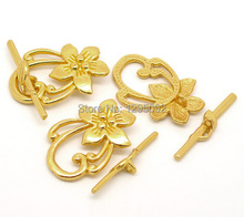 50Sets Gold Plated Lily Flower Fit Bracelets / Necklaces Toggle Clasps Jewelry Making Component Wholesale 20x30mm 2024 - buy cheap